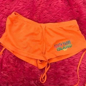 Mesh orange booty shorts
